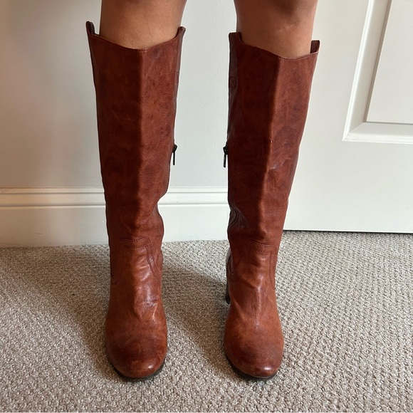 Frye Cognac Leather Heeled Boots - Picture 3 of 7